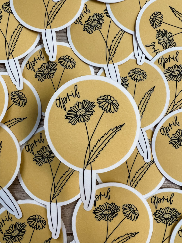 April Birth Month Flower Matte Sticker