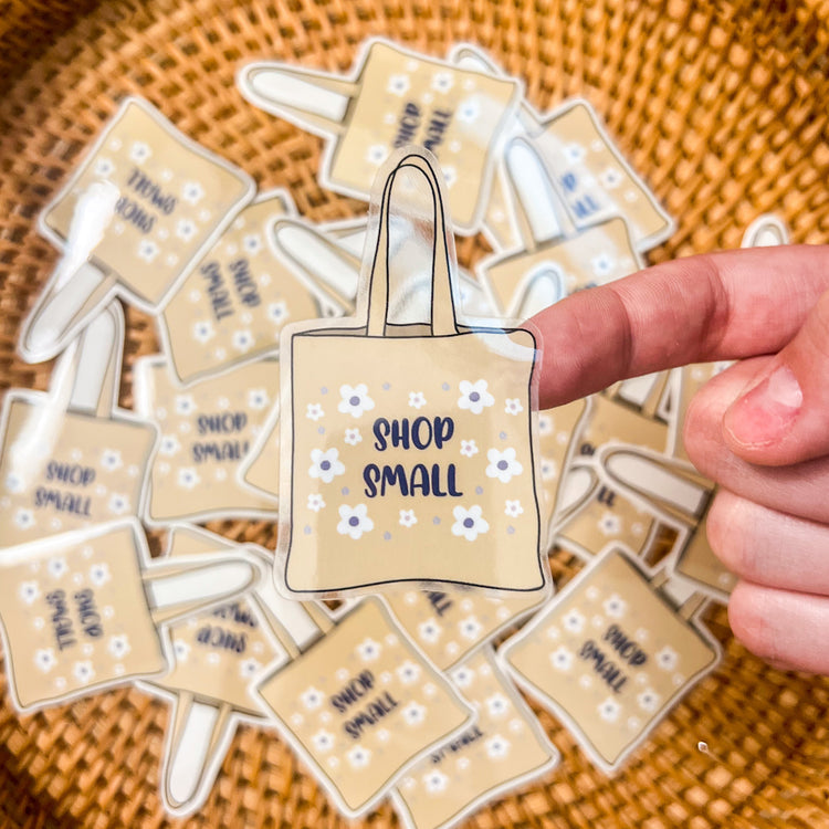 Shop Small Tote Clear Sticker