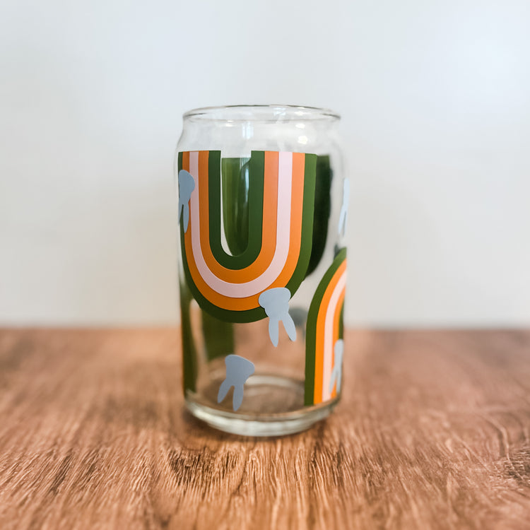 Bunnies + Rainbows Spring Can Glass