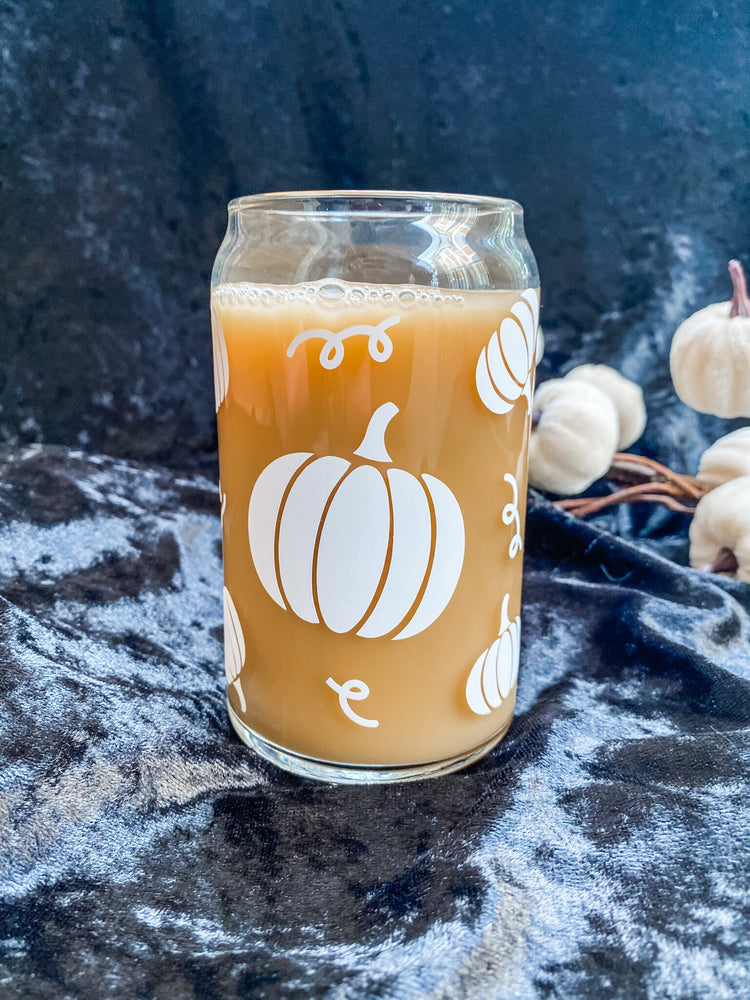 Fall Pumpkins Soda Can Glass