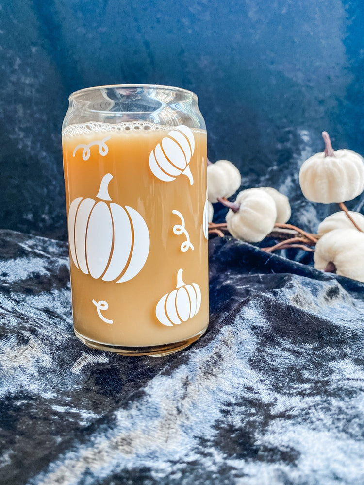 Fall Pumpkins Soda Can Glass