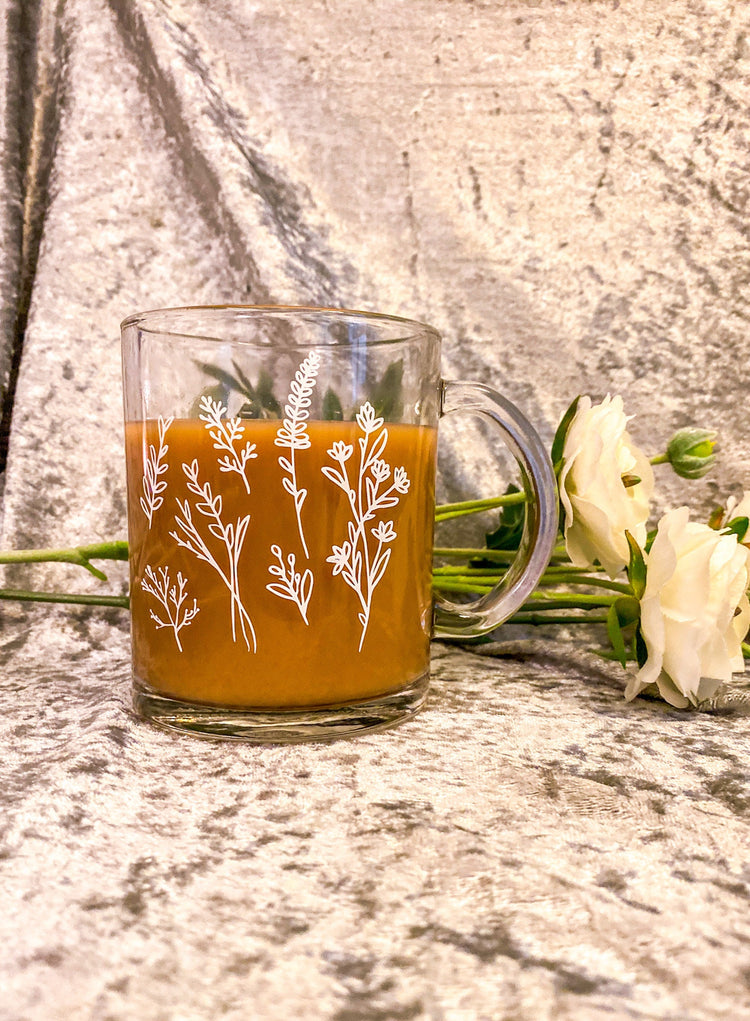 Wildflowers Glass Coffee Mug