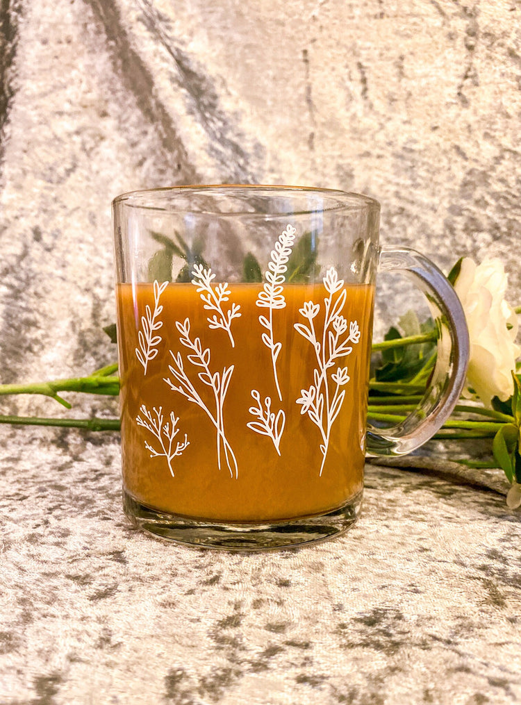 Wildflowers Glass Coffee Mug