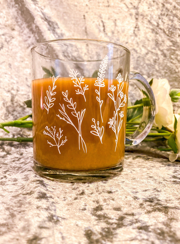 Wildflowers Glass Coffee Mug