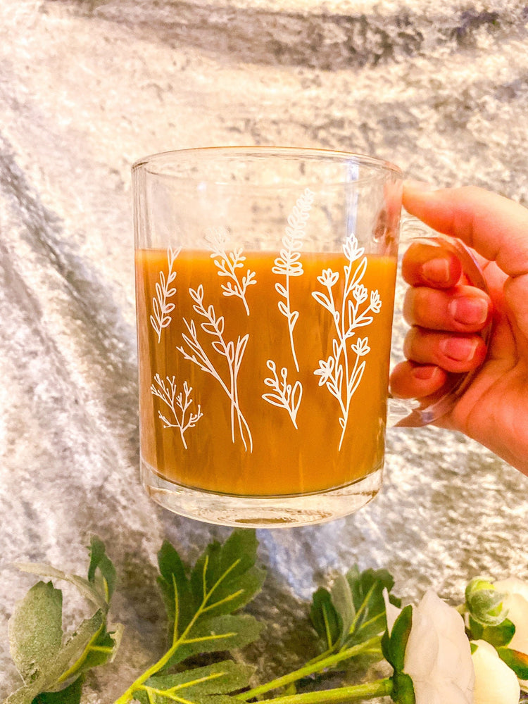 Wildflowers Glass Coffee Mug