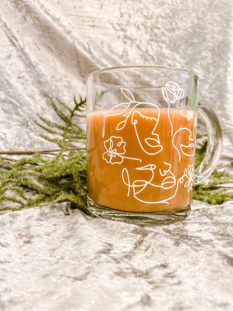 Line Art Glass Coffee Mug