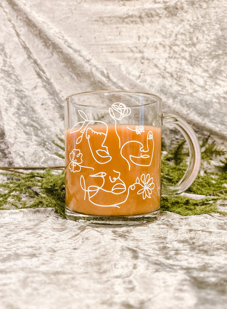 Line Art Glass Coffee Mug