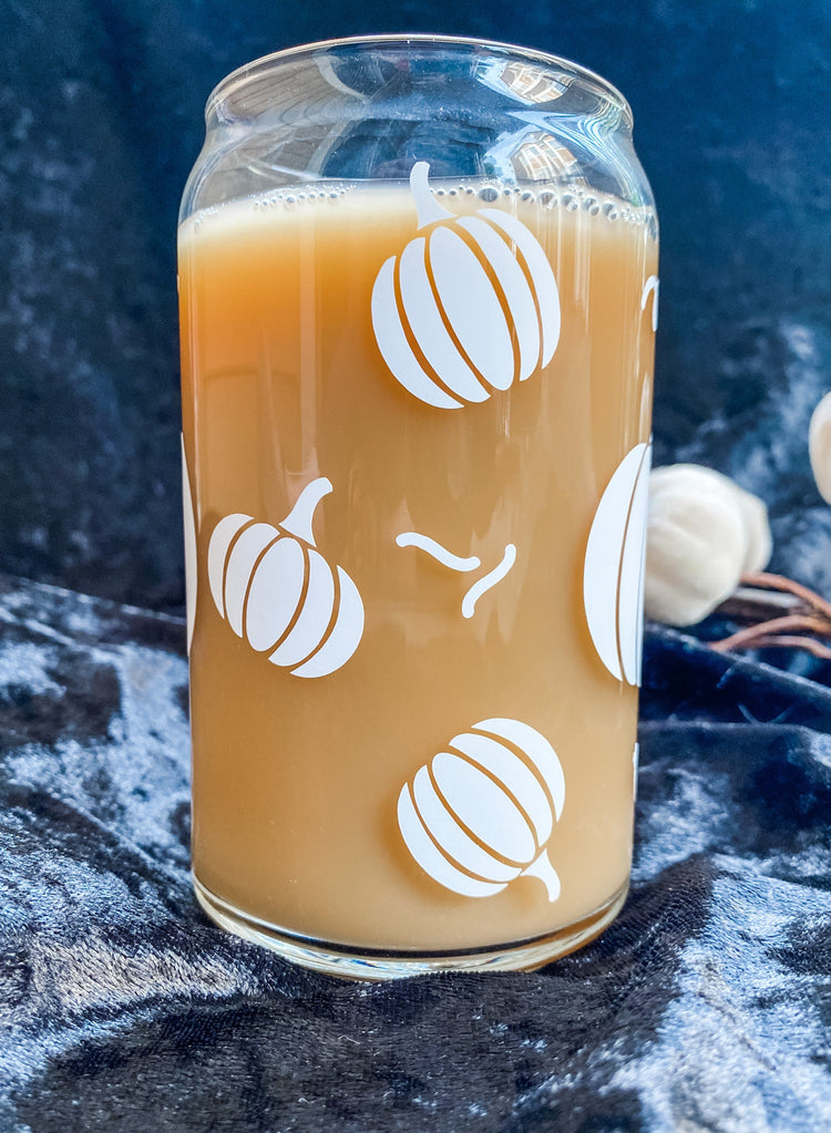 Fall Pumpkins Soda Can Glass