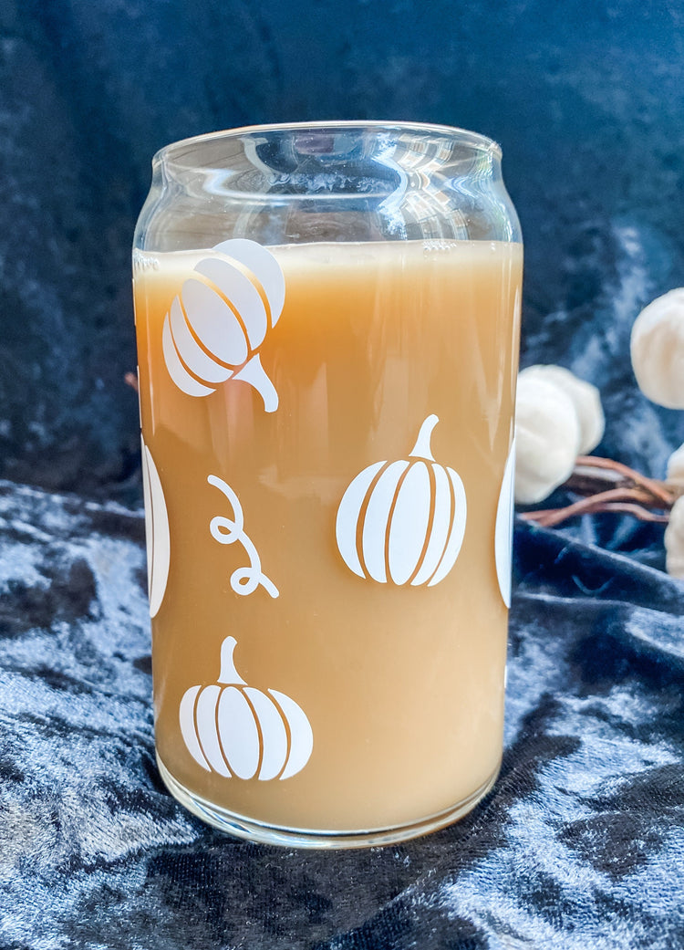 Fall Pumpkins Soda Can Glass