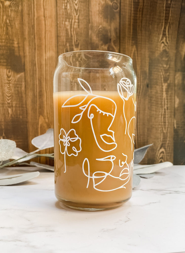 Single Line Art Soda Can Glass
