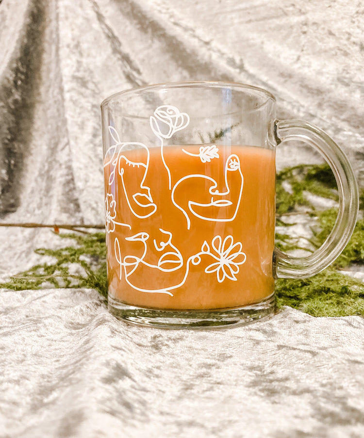 Line Art Glass Coffee Mug