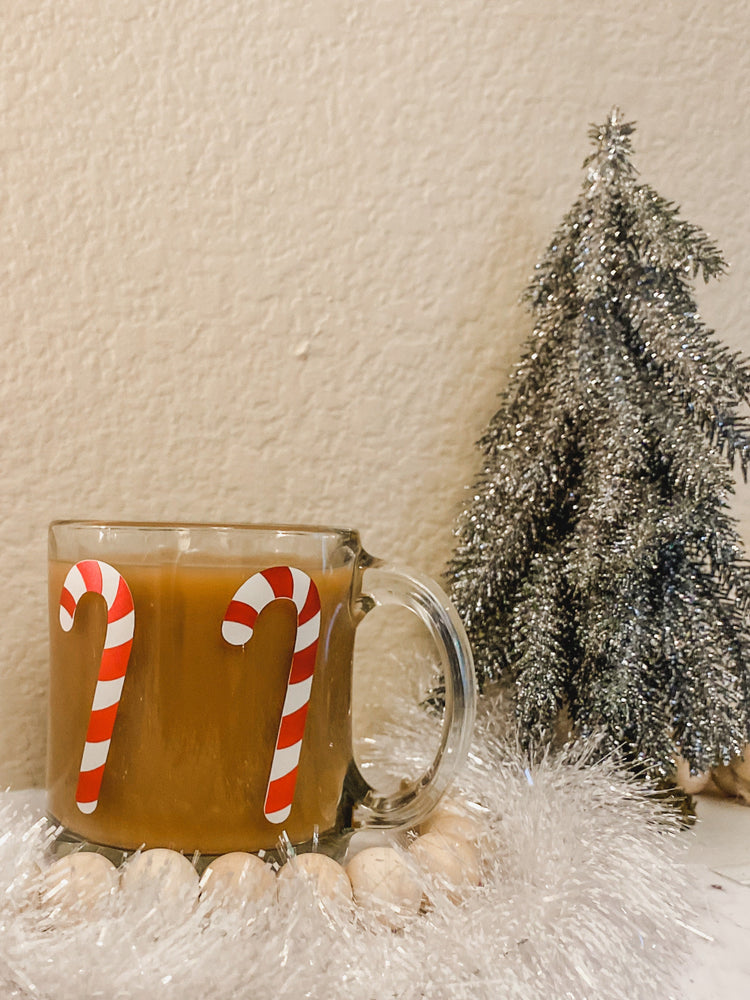 Candy Canes Glass Coffee Mug