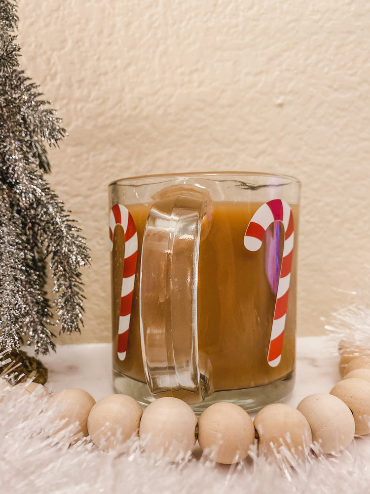 Candy Canes Glass Coffee Mug