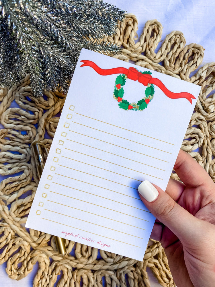 Checklist Christmas Wreath Lined Notepad