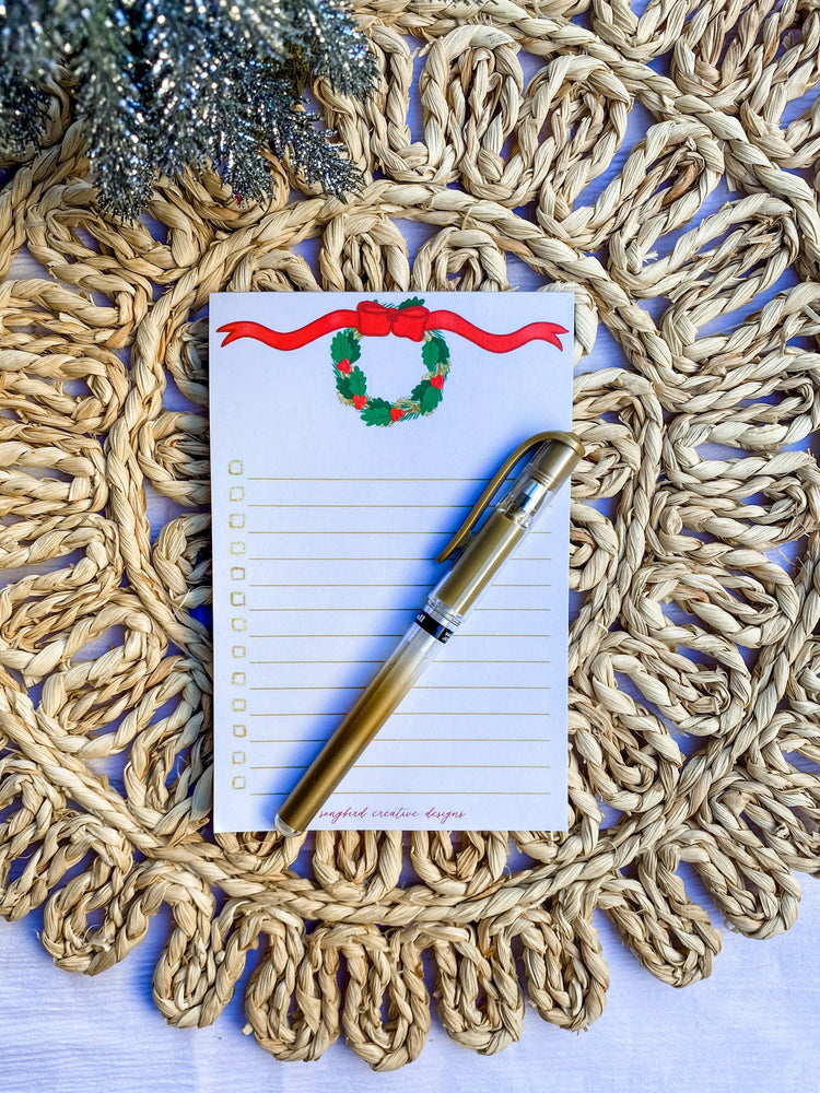 Checklist Christmas Wreath Lined Notepad