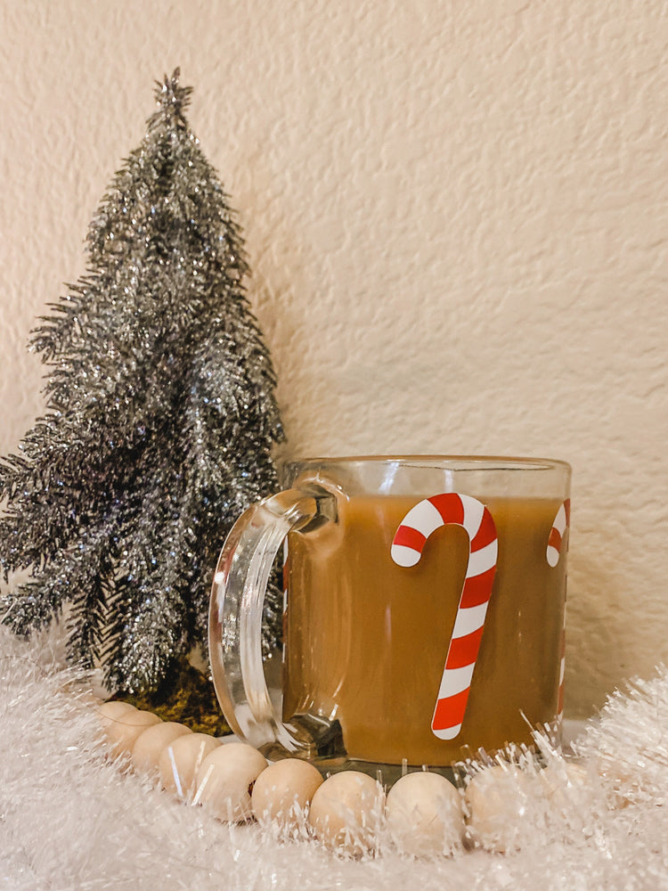 Candy Canes Glass Coffee Mug