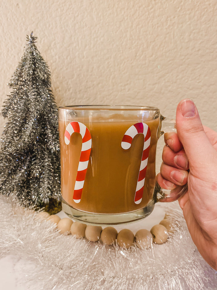 Candy Canes Glass Coffee Mug