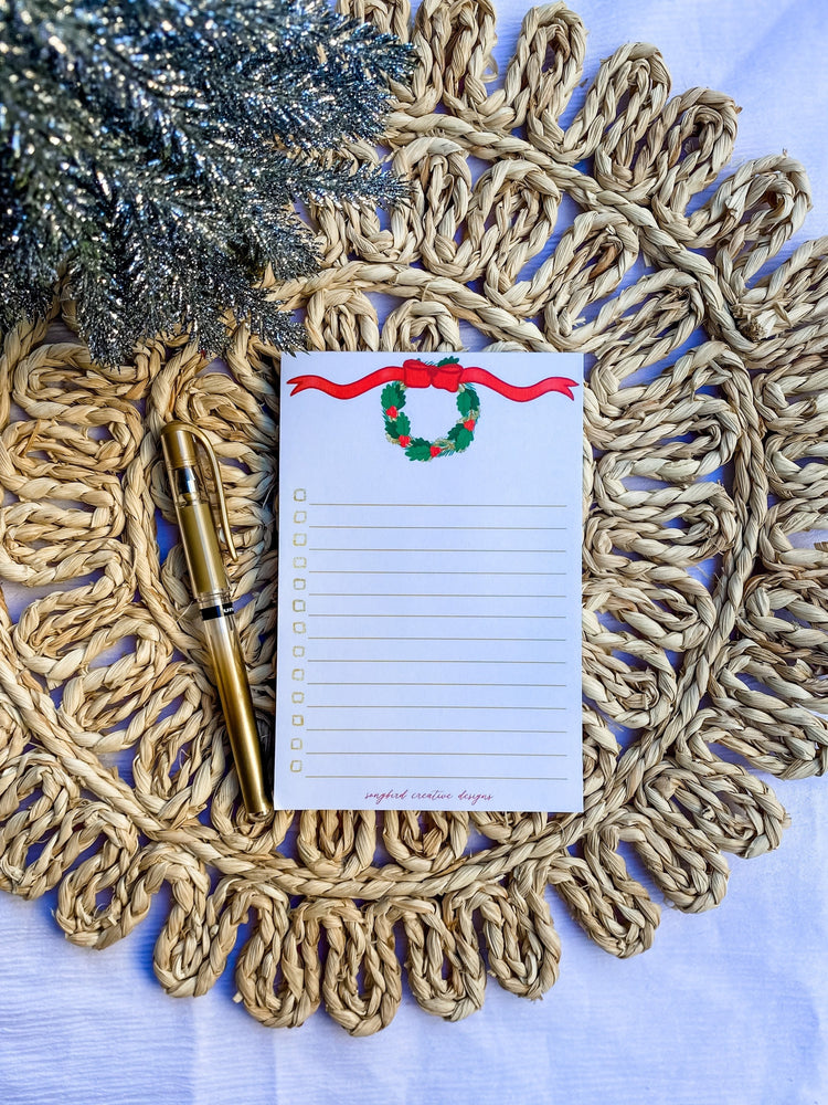 Checklist Christmas Wreath Lined Notepad