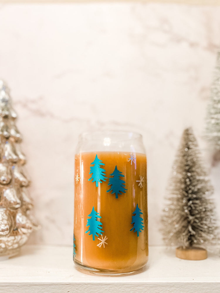 Christmas Trees Beer Can Glass
