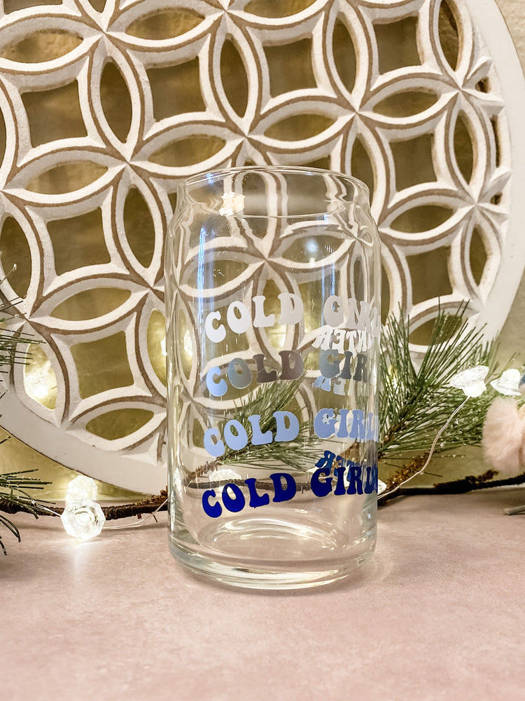 Cold Girl Winter Beer Can Glass