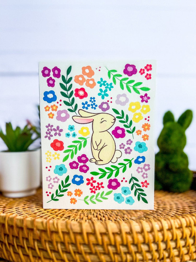 Spring Florals + Bunny Card