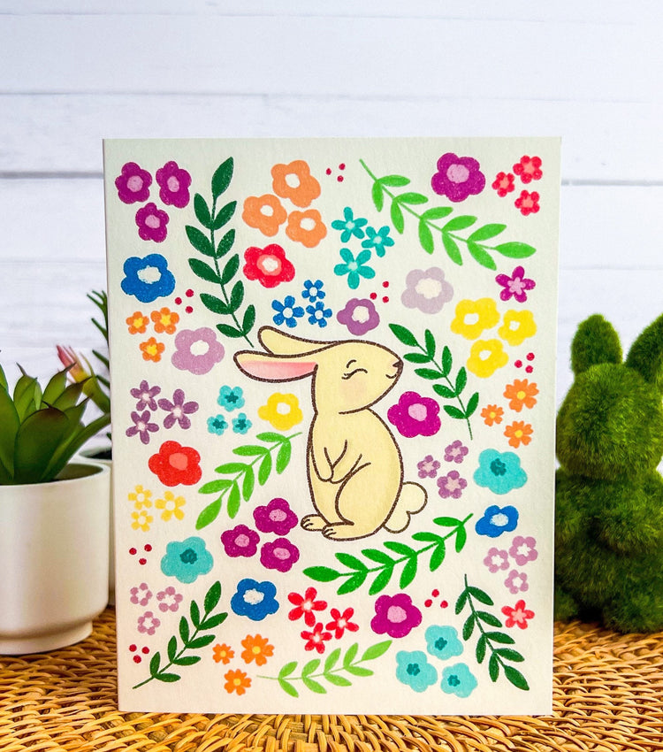 Spring Florals + Bunny Card