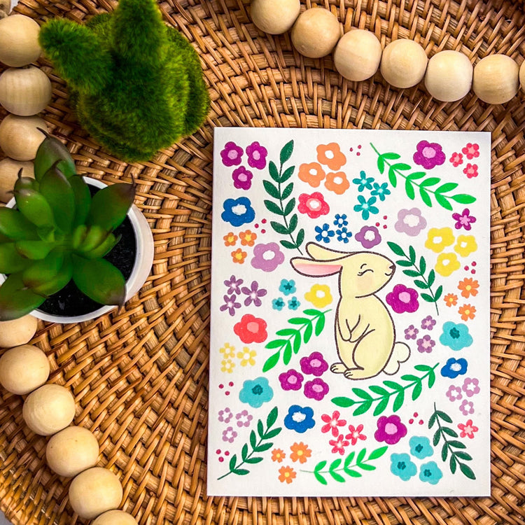 Spring Florals + Bunny Card