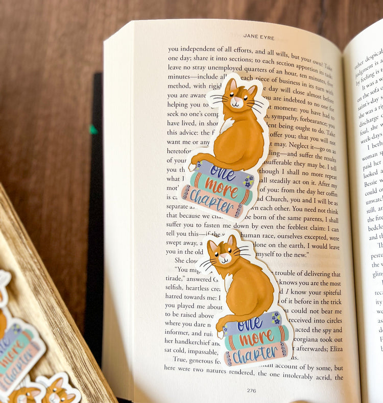 One More Chapter Cat Glossy Vinyl Sticker