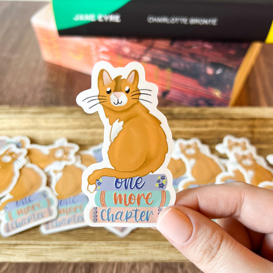 One More Chapter Cat Glossy Vinyl Sticker