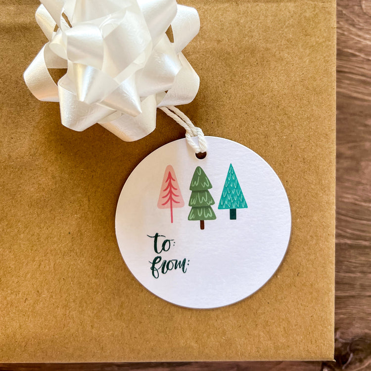 Tinsel Trees Round Gift Tags SET of 8