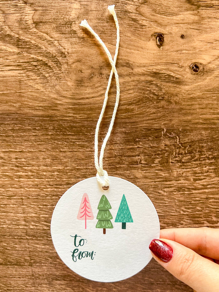 Tinsel Trees Round Gift Tags SET of 8