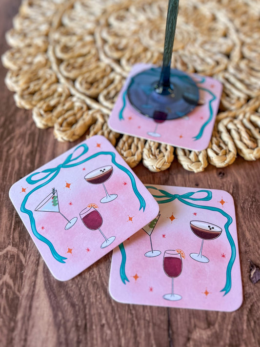 Christmas Cocktails Paper Party Coasters