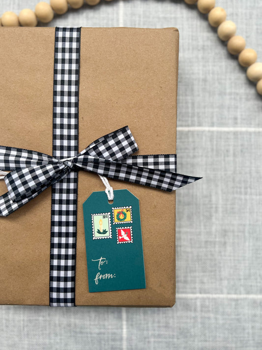 Christmas Post Stamps Gift Tags SET of 8
