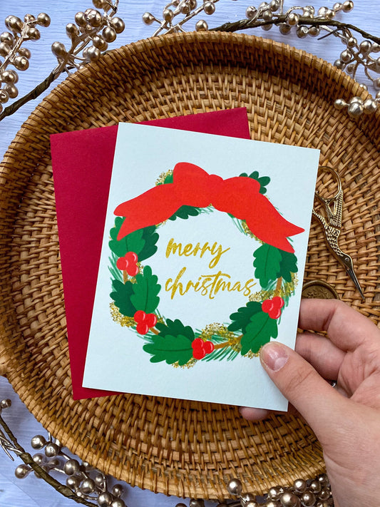 Merry Christmas Wreath Card