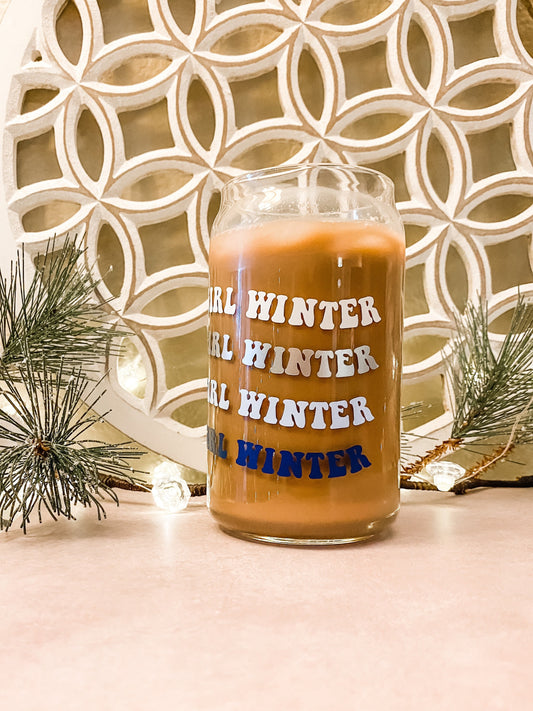 Cold Girl Winter Beer Can Glass