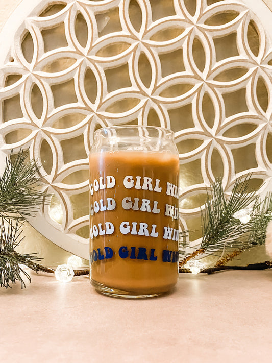 Cold Girl Winter Beer Can Glass